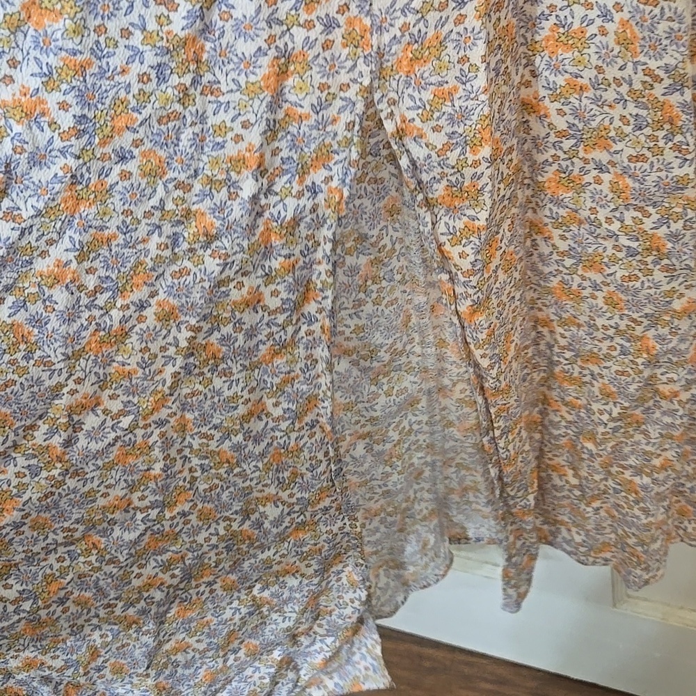 H&M Floral Midi Front Split Left Side Zip Ruffle On Off Shoulder Sleeve Pretty - Picture 6 of 7